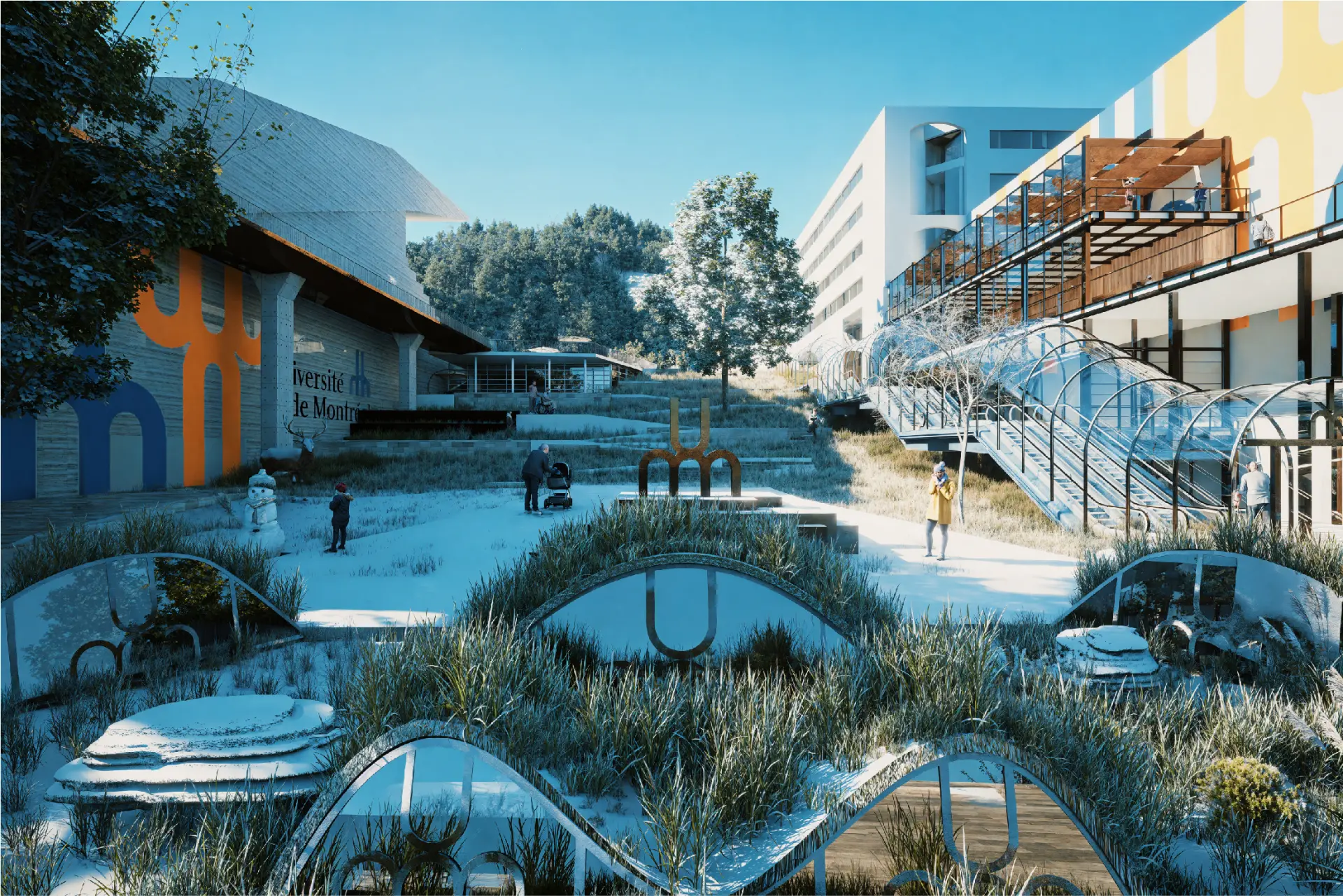 Ensemble au centre sportif - Navigating the slope — Urban Development competition winning project