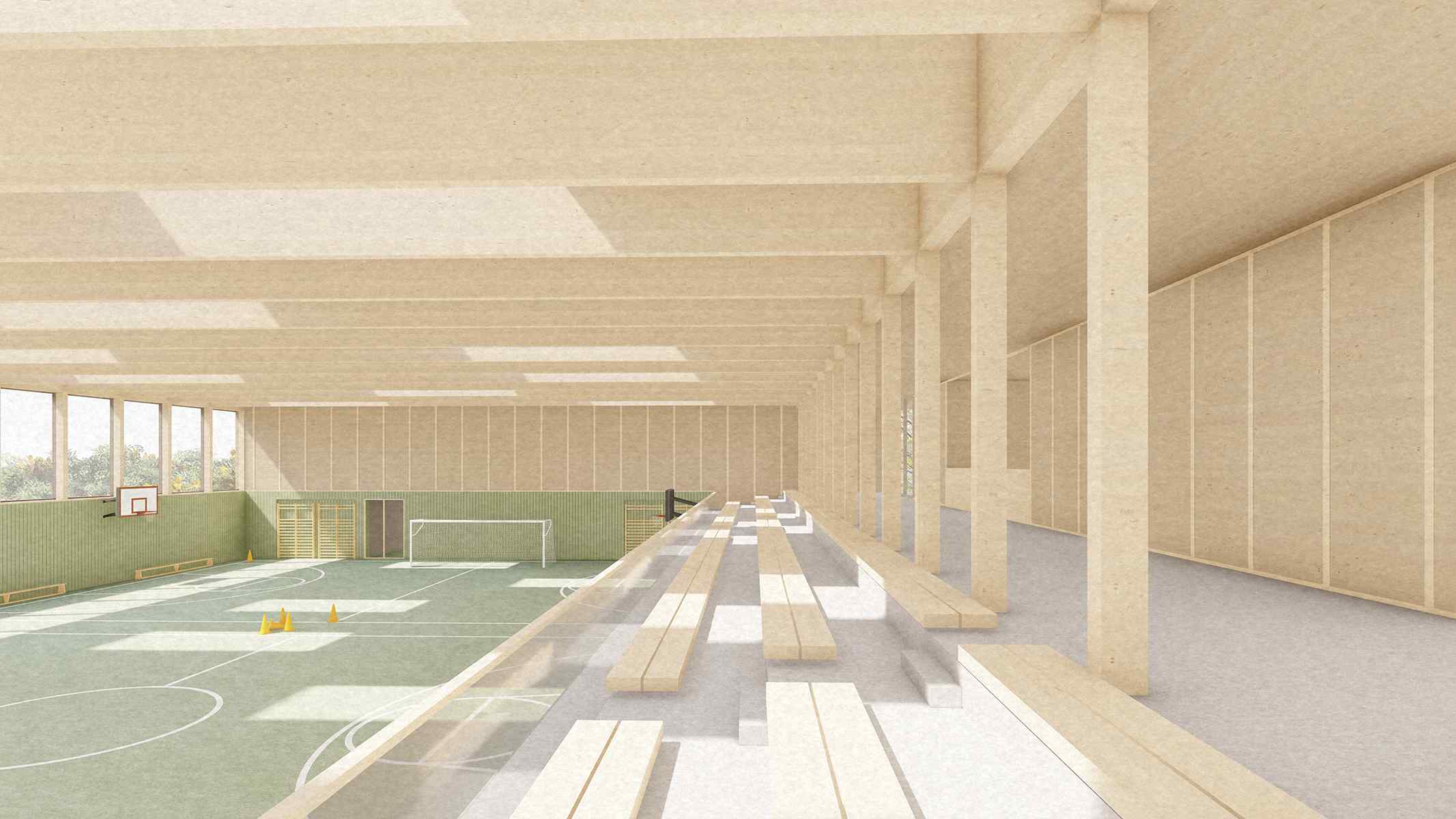 New construction gymnasium school center Mössingen — Industrial & Offices competition winning project